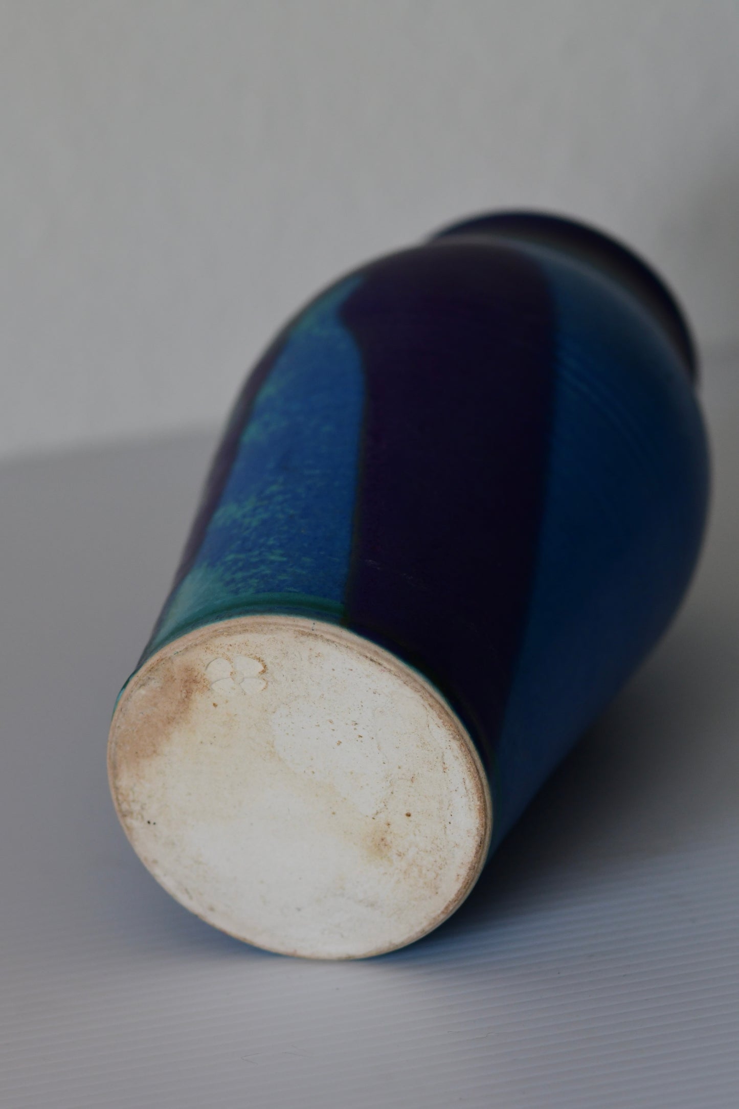 Vintage Blue Studio Pottery Vase Signed 8.75” Tall