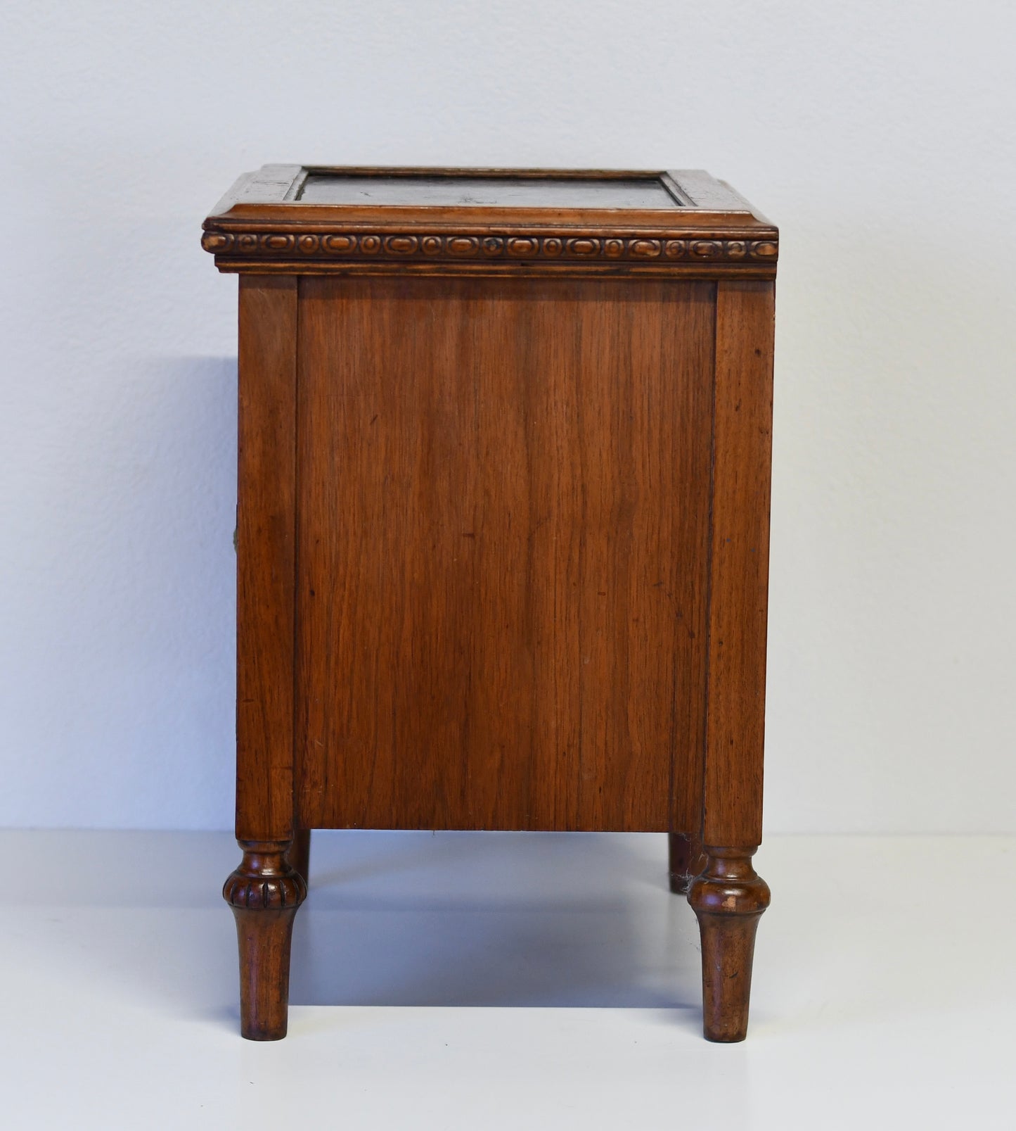 Antique French Louis XVI Petite Walnut & Marble Nightstand Side