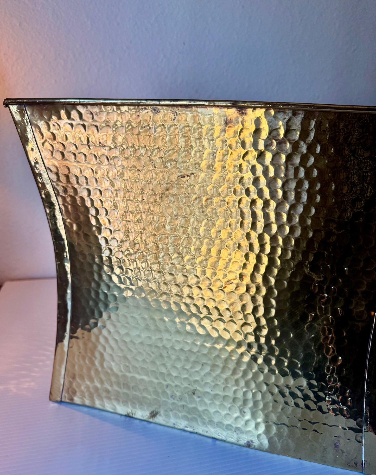 Vintage Pair Of Italian Hammered Brass Jardiniere Planters
