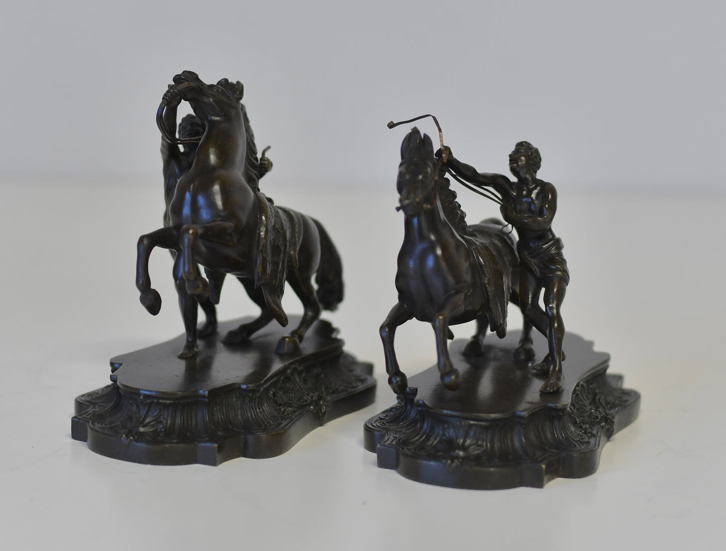 Vntg Pair Of Bronze Sculptures Horse Of Marly After Guillaume Coustou Bookends
