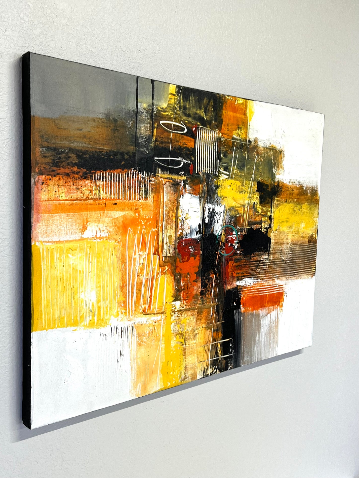 Original Mid Century Modern Abstract Art Painting 31 X 24