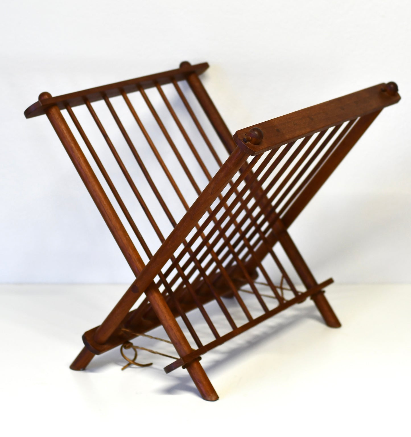 Mid Century Modern Danish Magazine Rack Teak Vintage Folding Mcm