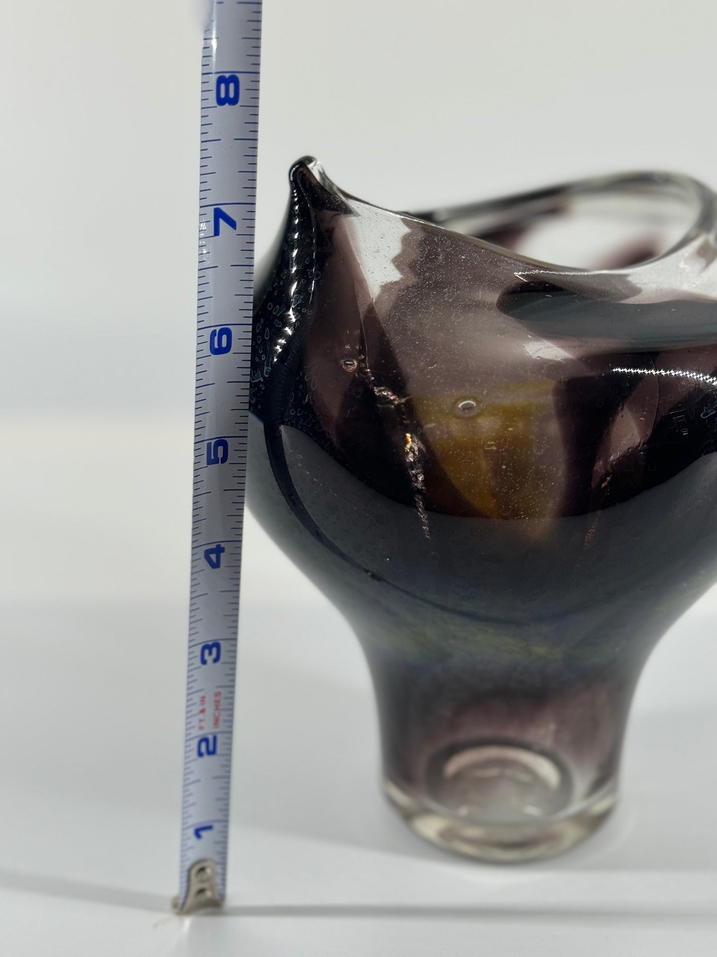 Vintage David Traub Studio Hand Blown Art Glass Vase 1989