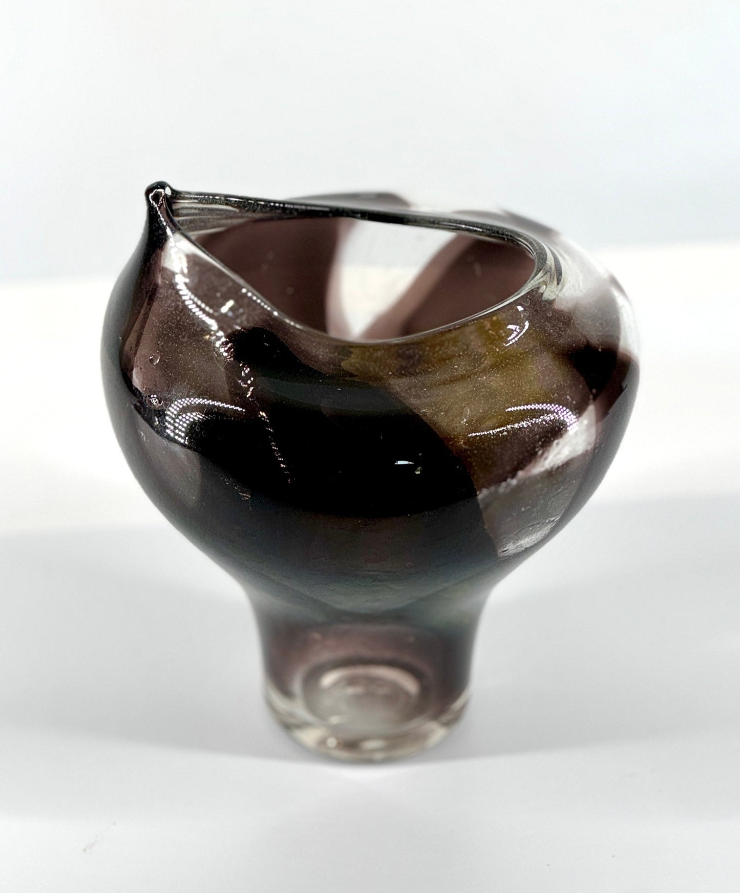 Vintage David Traub Studio Hand Blown Art Glass Vase 1989