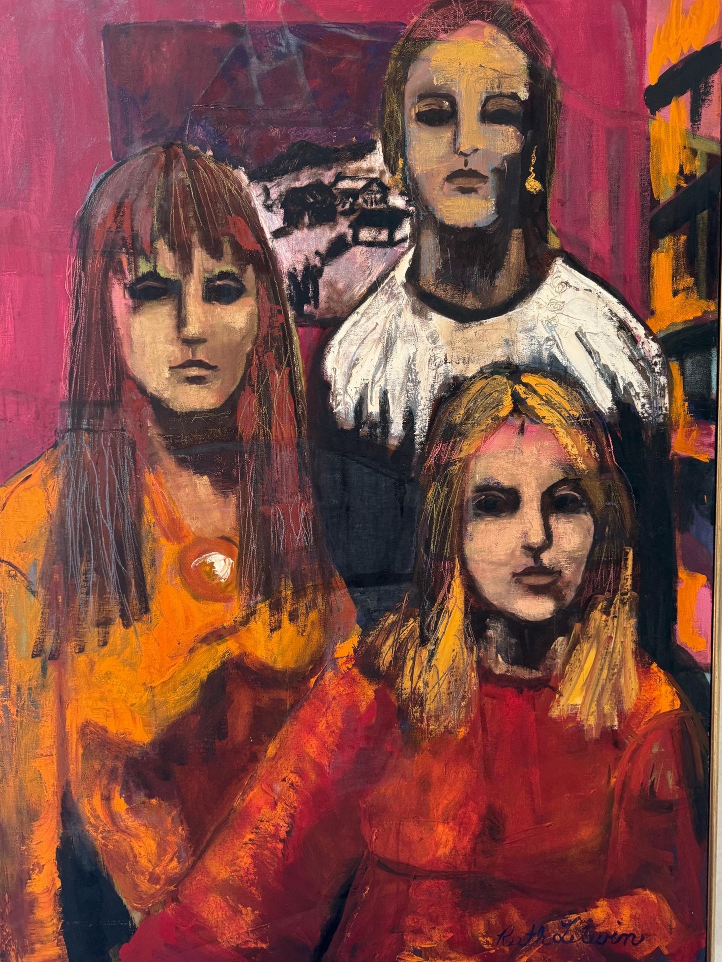 Original RUTH FORBES LITWIN Painting Abstract Women Portraits 40”x30”
