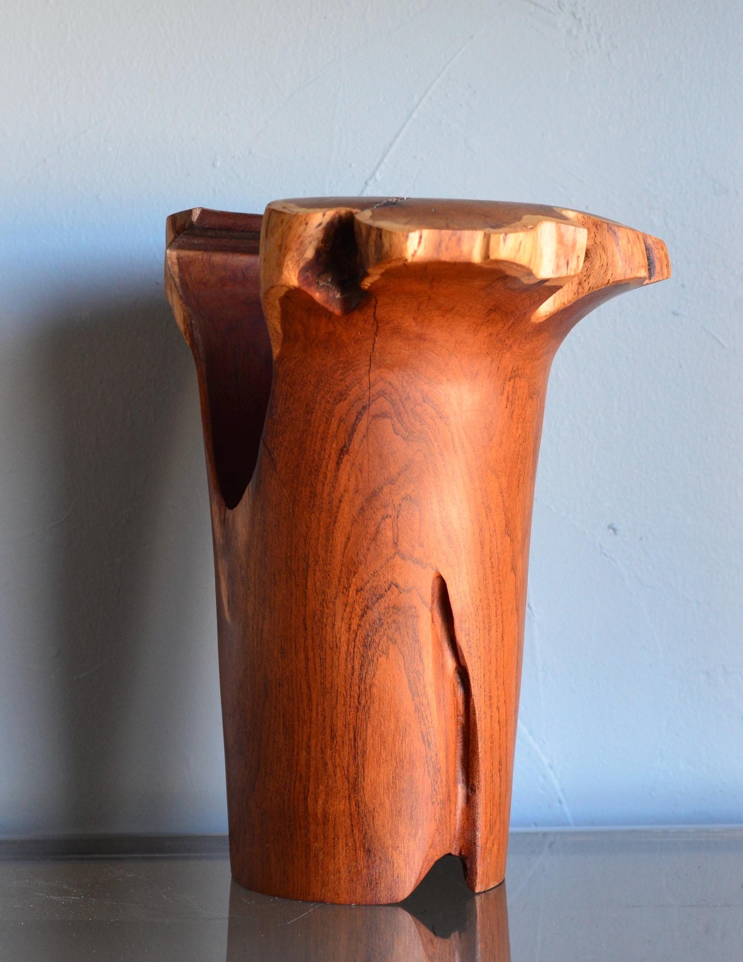 Vintage Handmade Mesquite Wood Vase Signed Woodard 1993