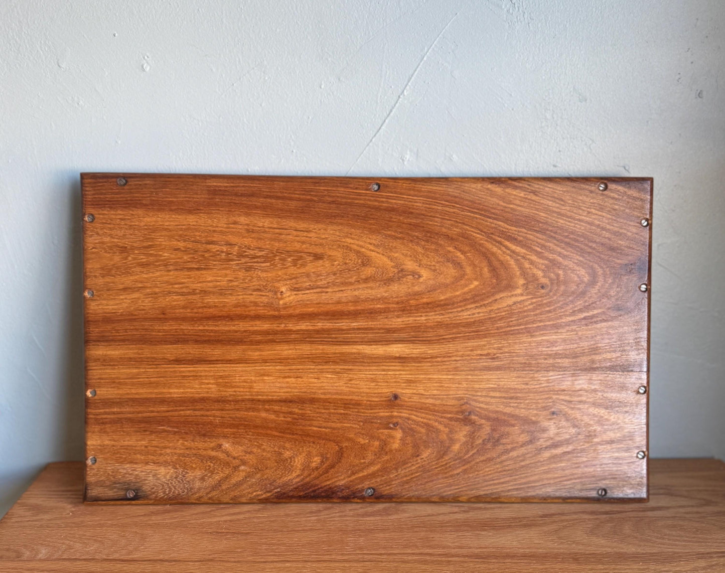 Vintage Austrian Marquetry Serving Tray Mixed Wood Star Inlay 20th Century