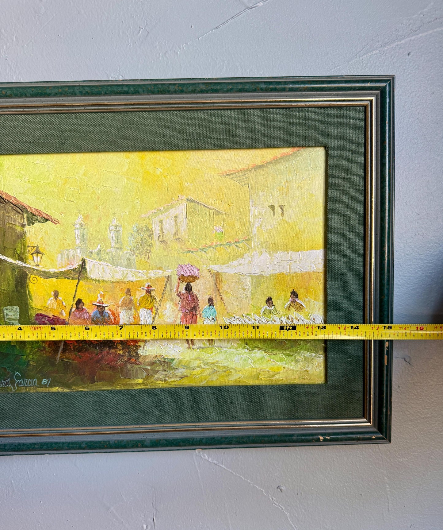 Original Efrén Cisneros García Painting Mexico Market Scene 1987