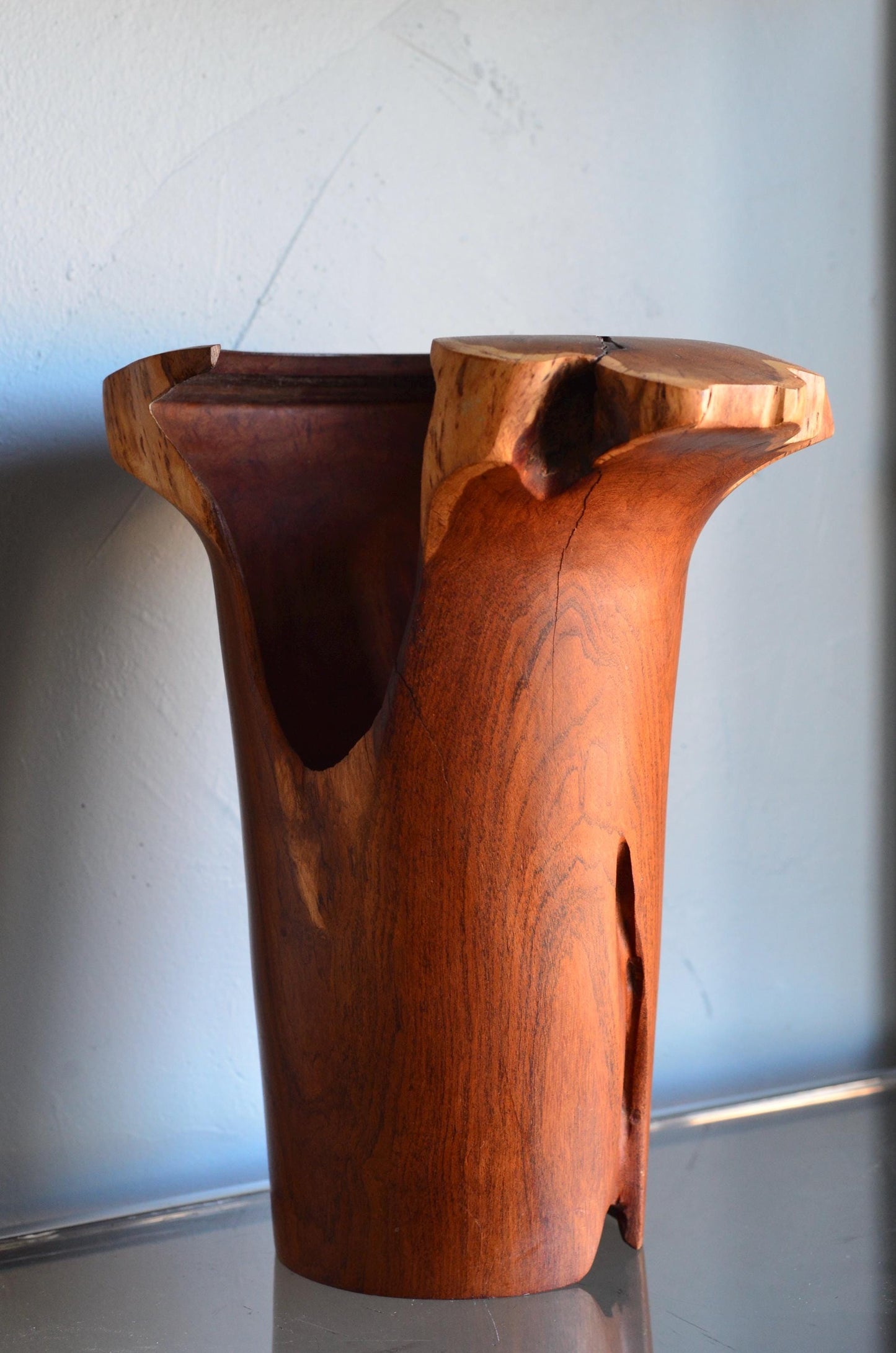 Vintage Handmade Mesquite Wood Vase Signed Woodard 1993