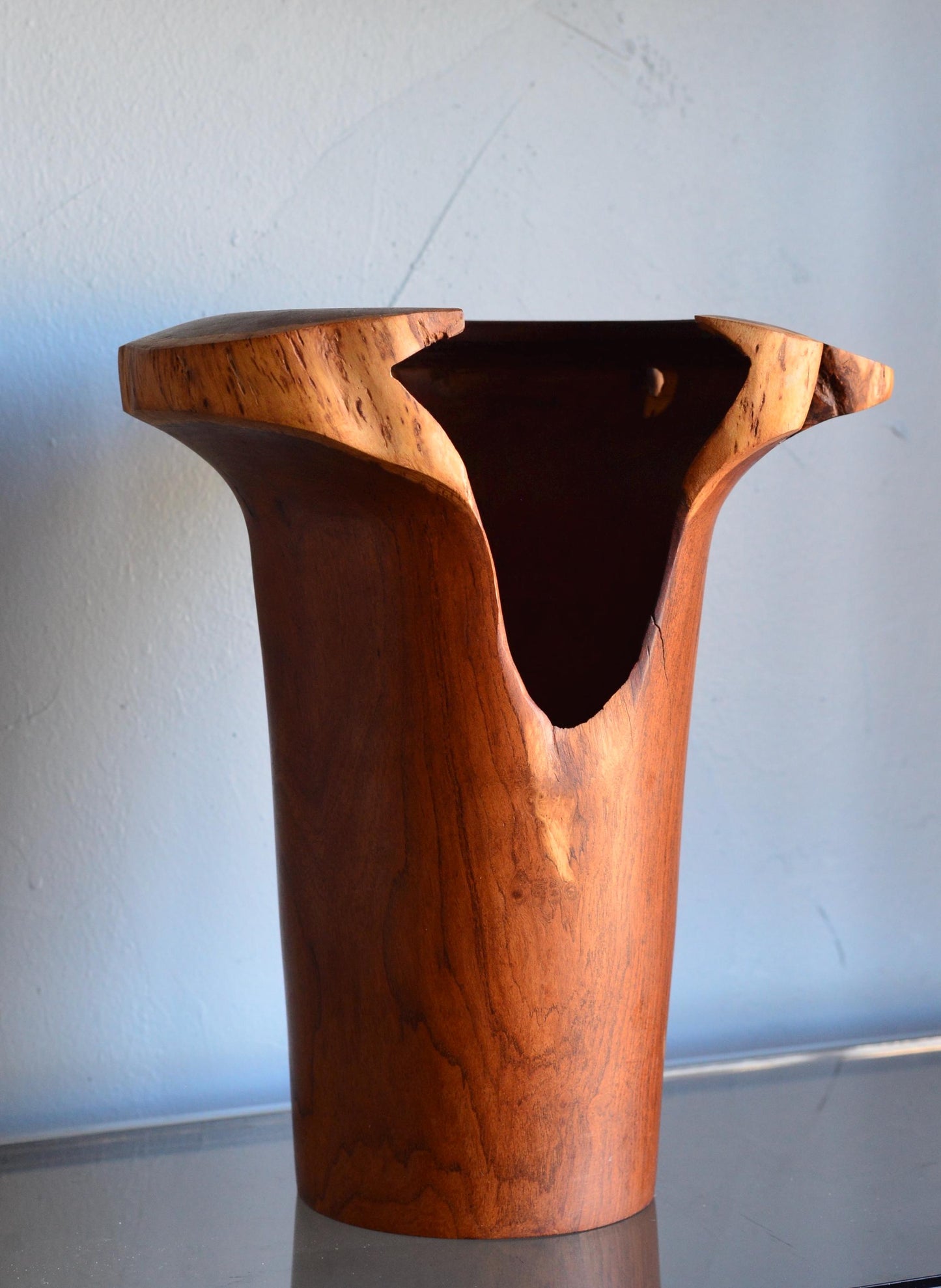 Vintage Handmade Mesquite Wood Vase Signed Woodard 1993