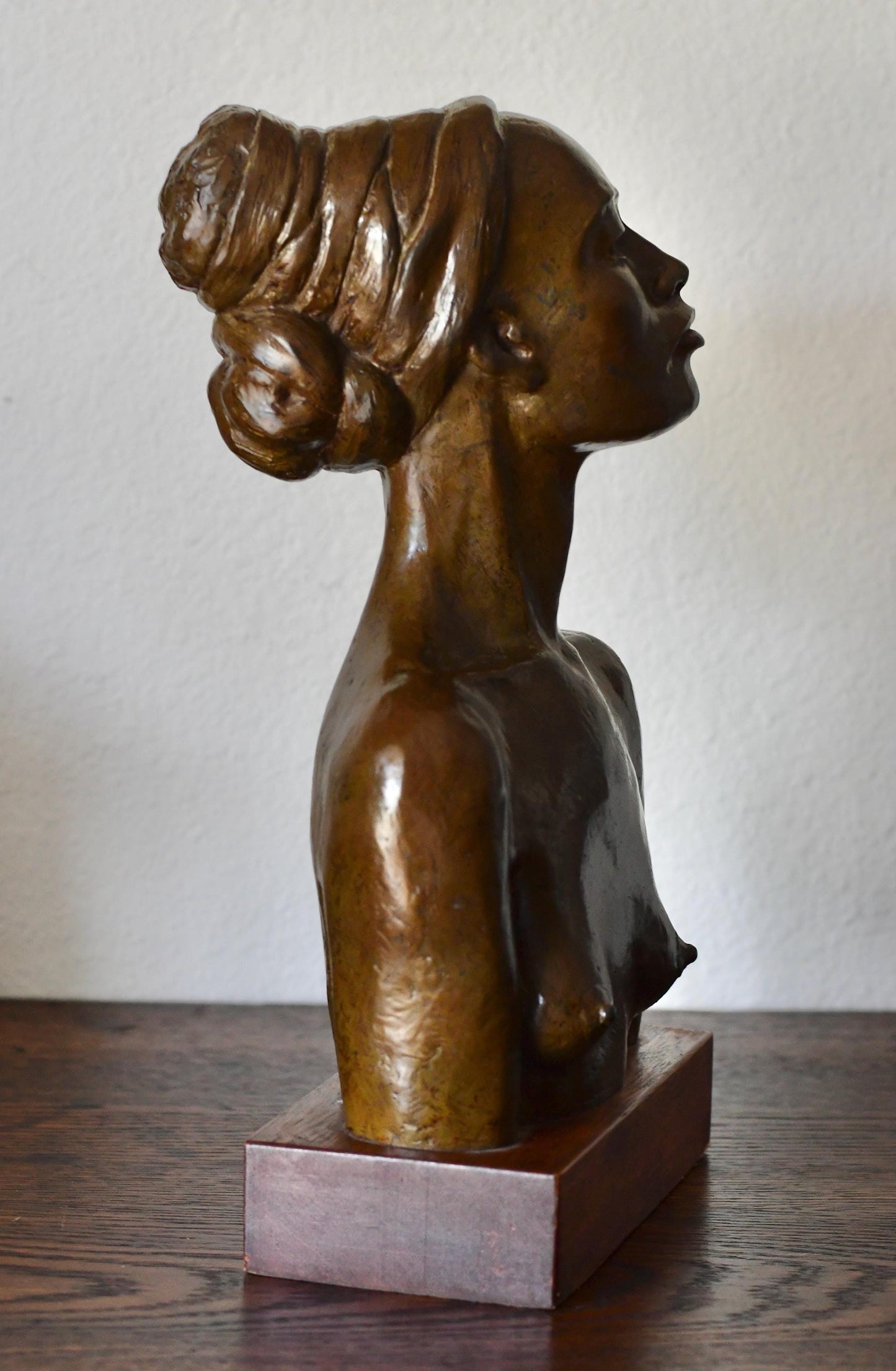 Bronze Nude Woman Bust Sculpture by Richard Hoffmann, Mid-Century Art