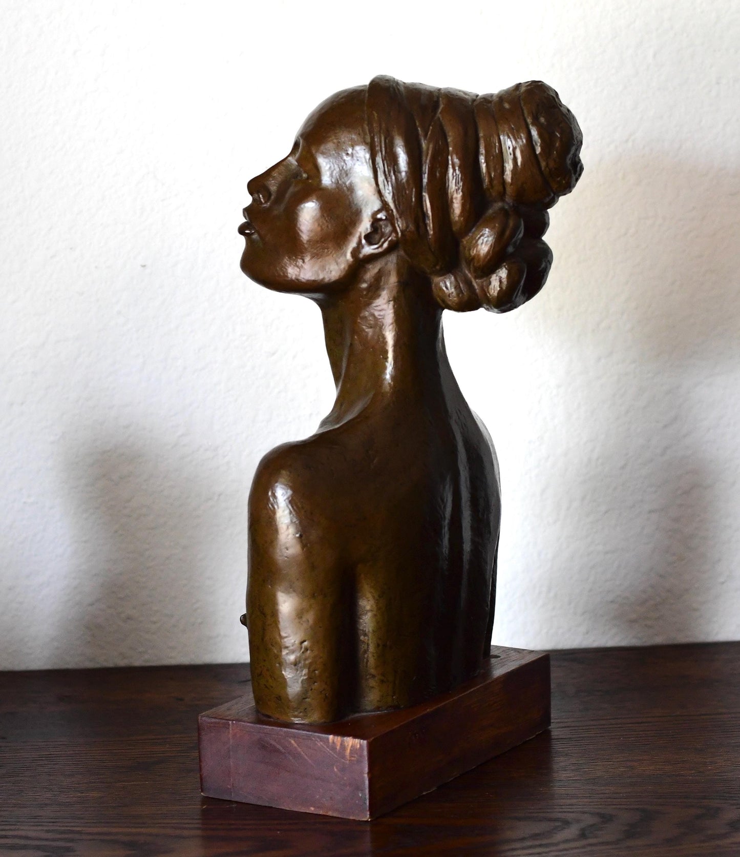 Bronze Nude Woman Bust Sculpture by Richard Hoffmann, Mid-Century Art