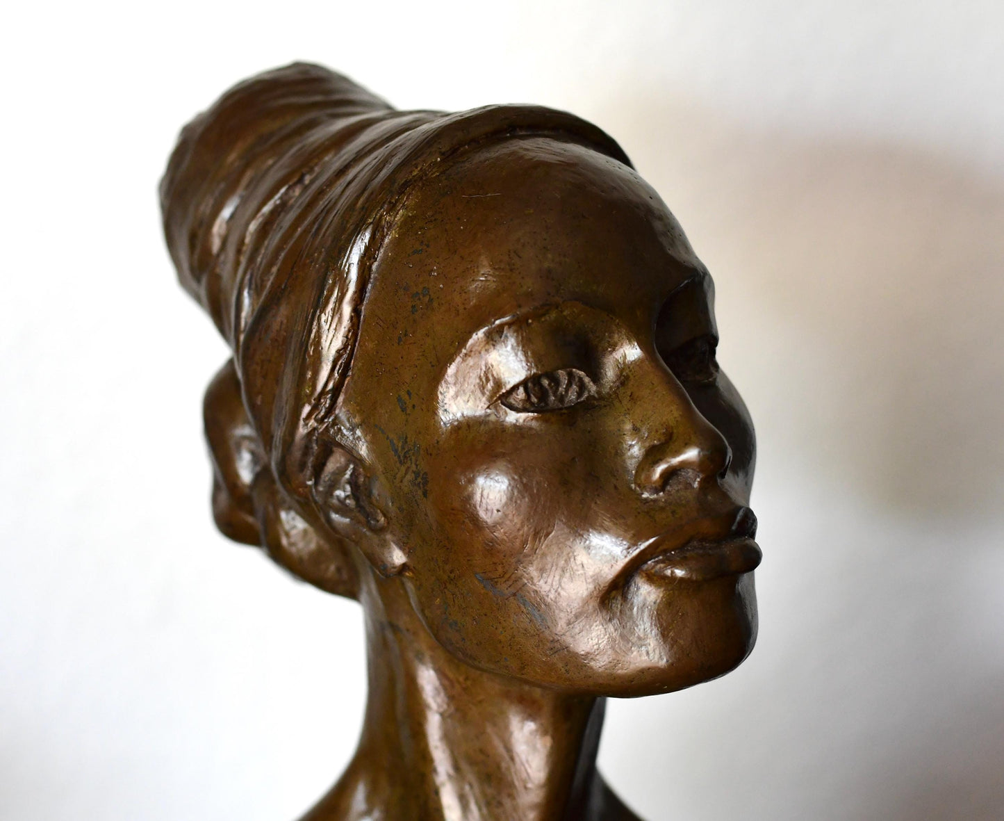 Bronze Nude Woman Bust Sculpture by Richard Hoffmann, Mid-Century Art