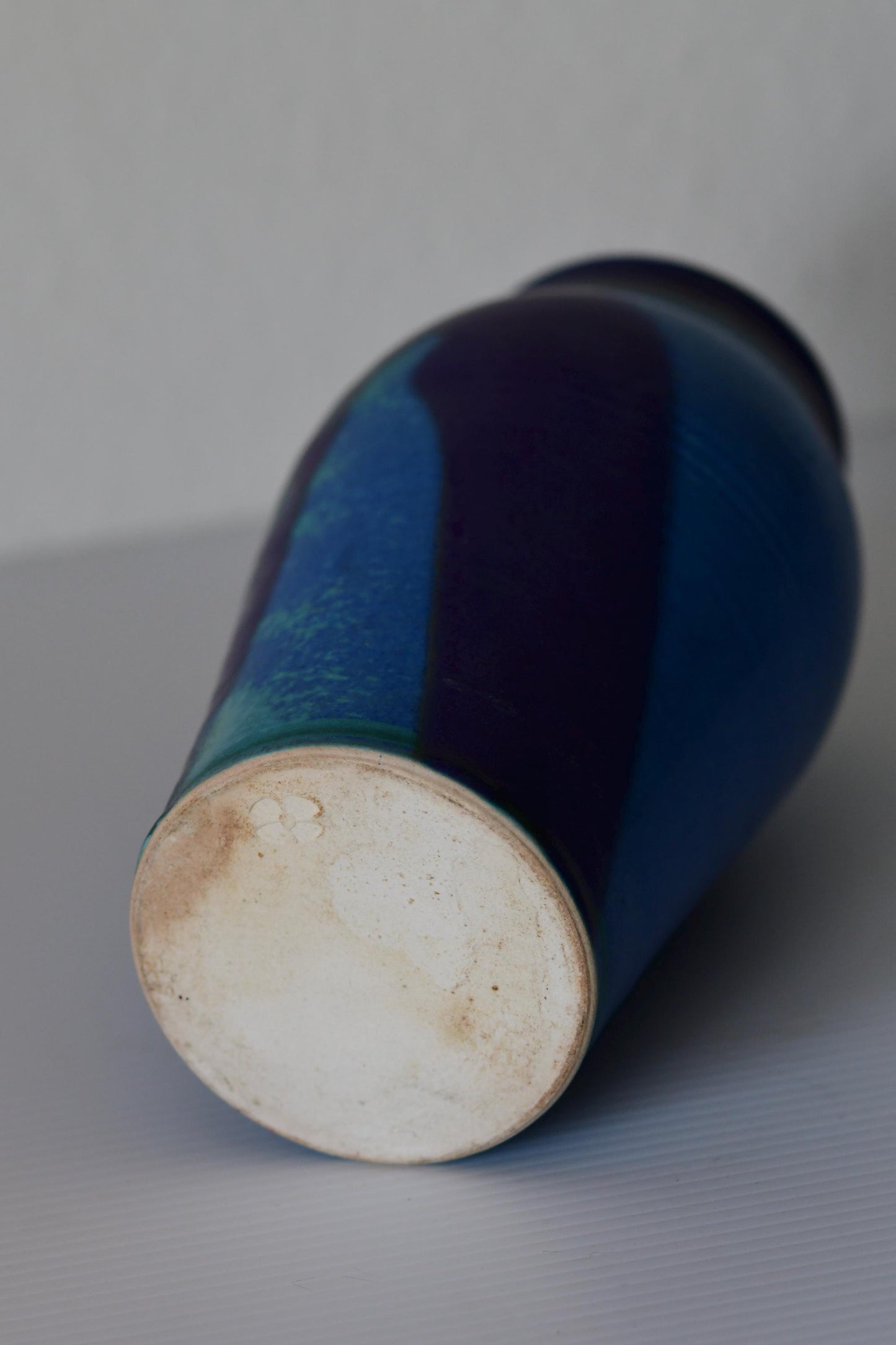 Vintage Blue Studio Pottery Vase Signed 8.75” Tall