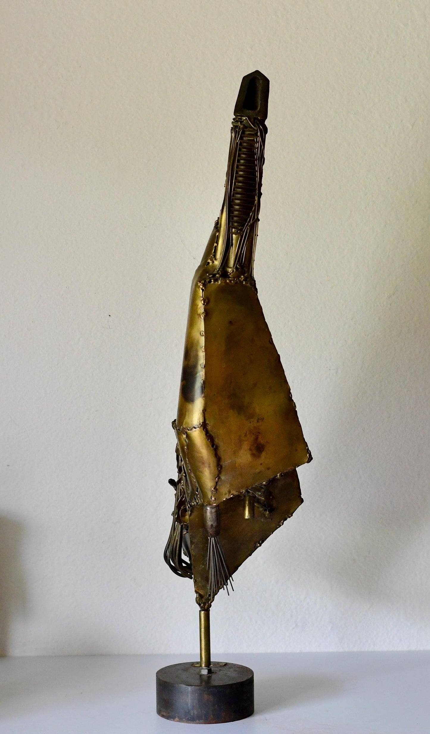 Vintage Abstract Brutalist Sculpture: Copper & Brass, 1960s