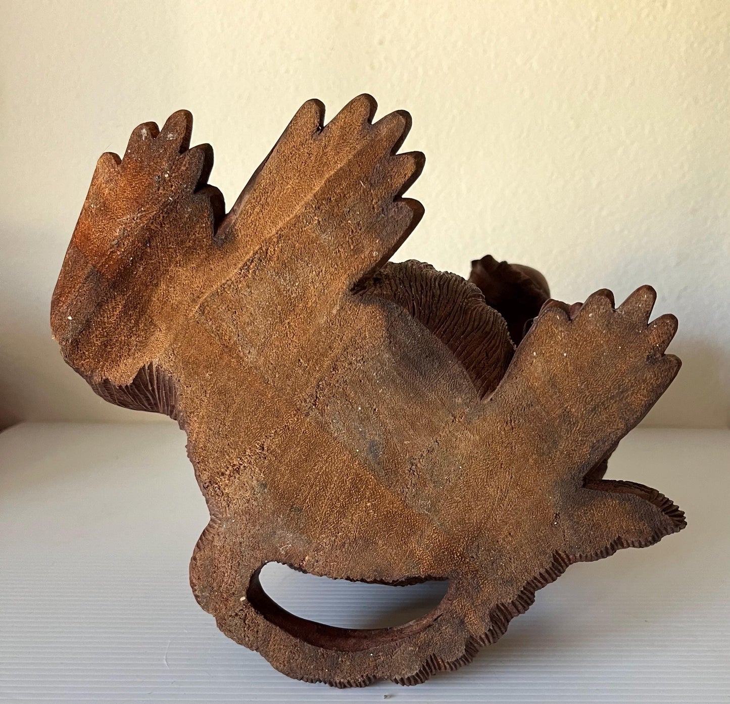 Vintage Hand Carved Teak Wood Monkey Ape Sculpture 12.5 Tall