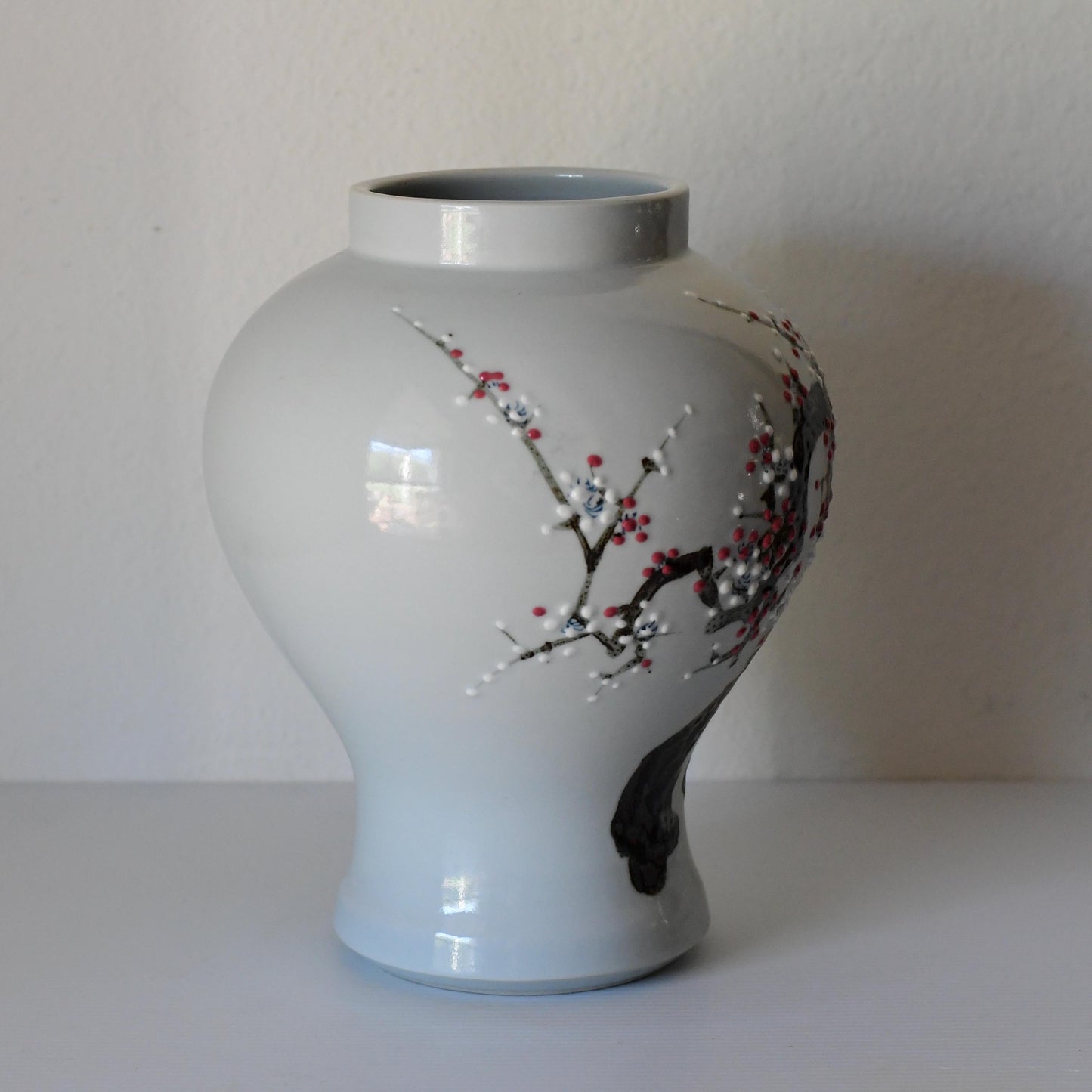 Vintage Japanese Porcelain Vase Hand painted Cherry Blossoms