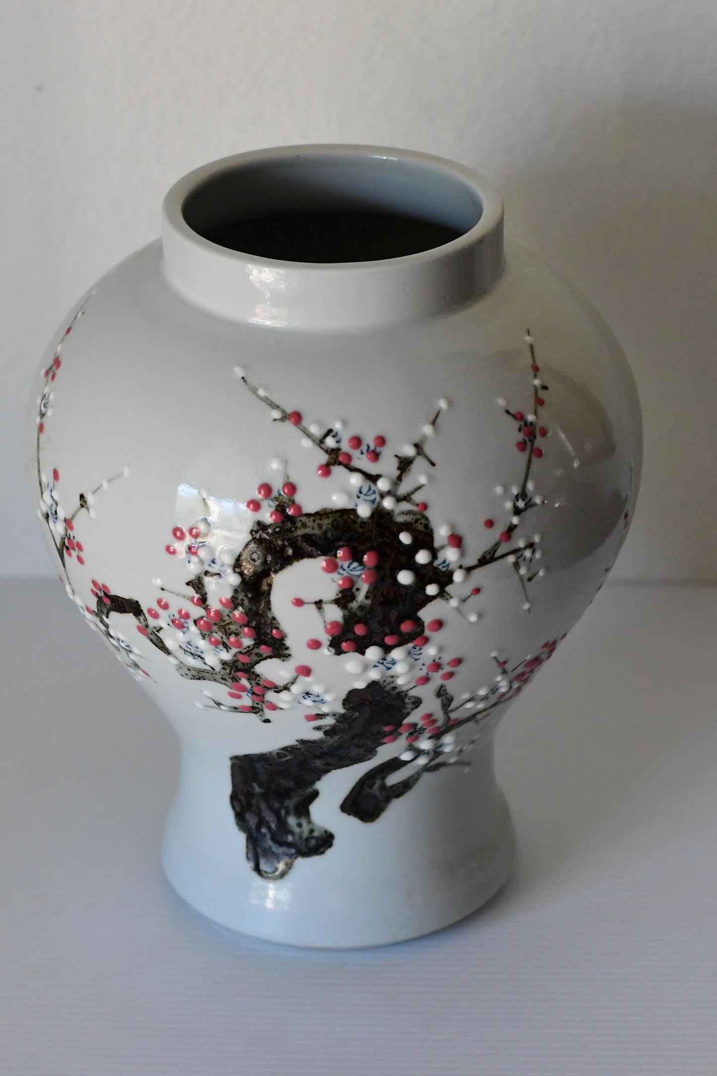 Vintage Japanese Porcelain Vase Hand painted Cherry Blossoms