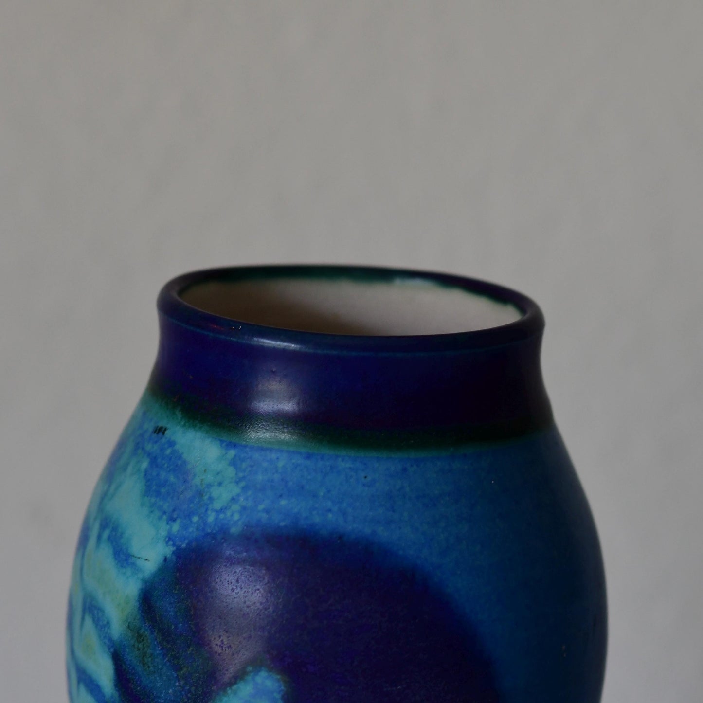 Vintage Blue Studio Pottery Vase Signed 8.75” Tall