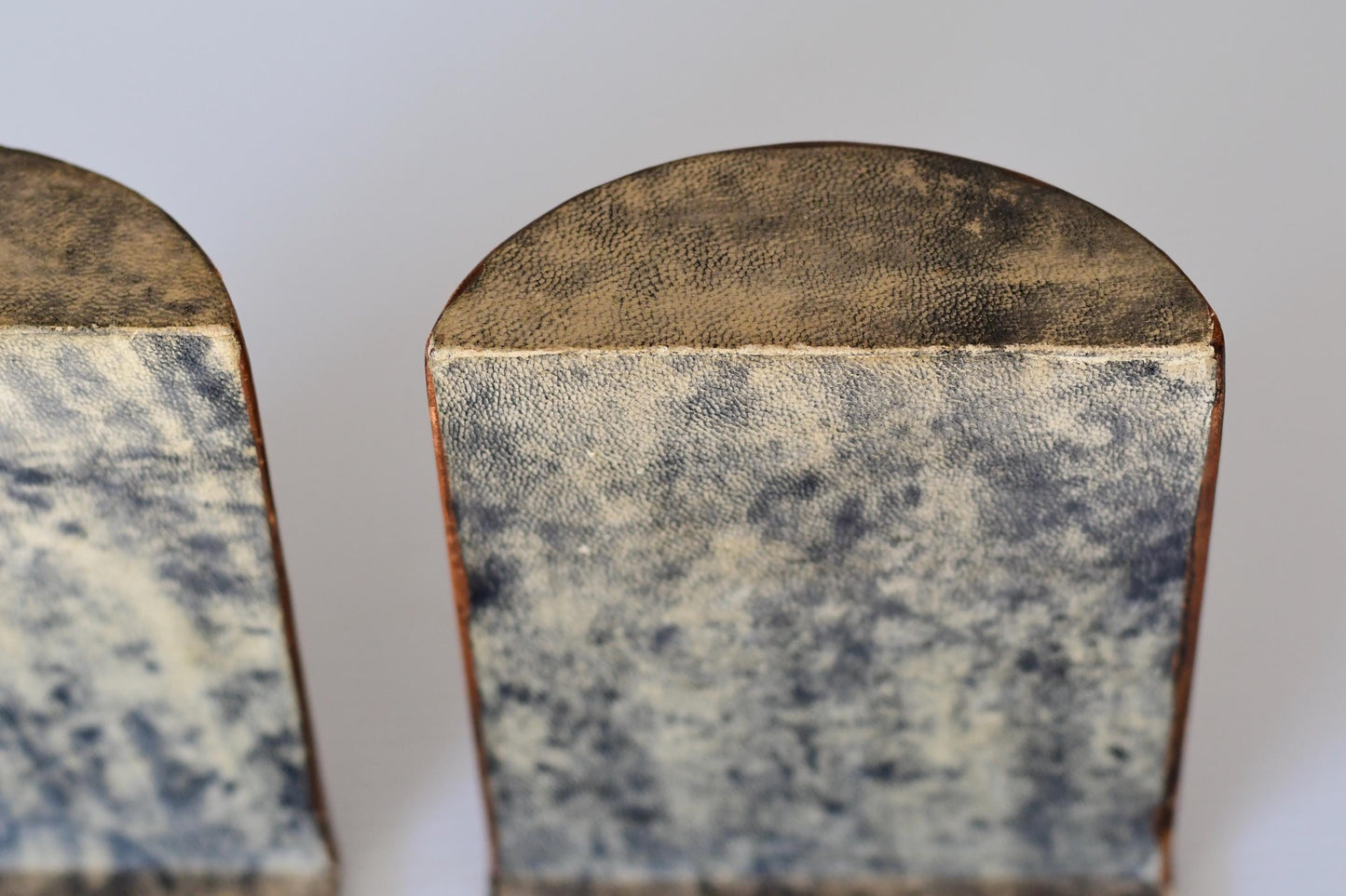 Vintage Pair Of Mid Century Italian Hand Painted Leather Bookends Fantoni Era