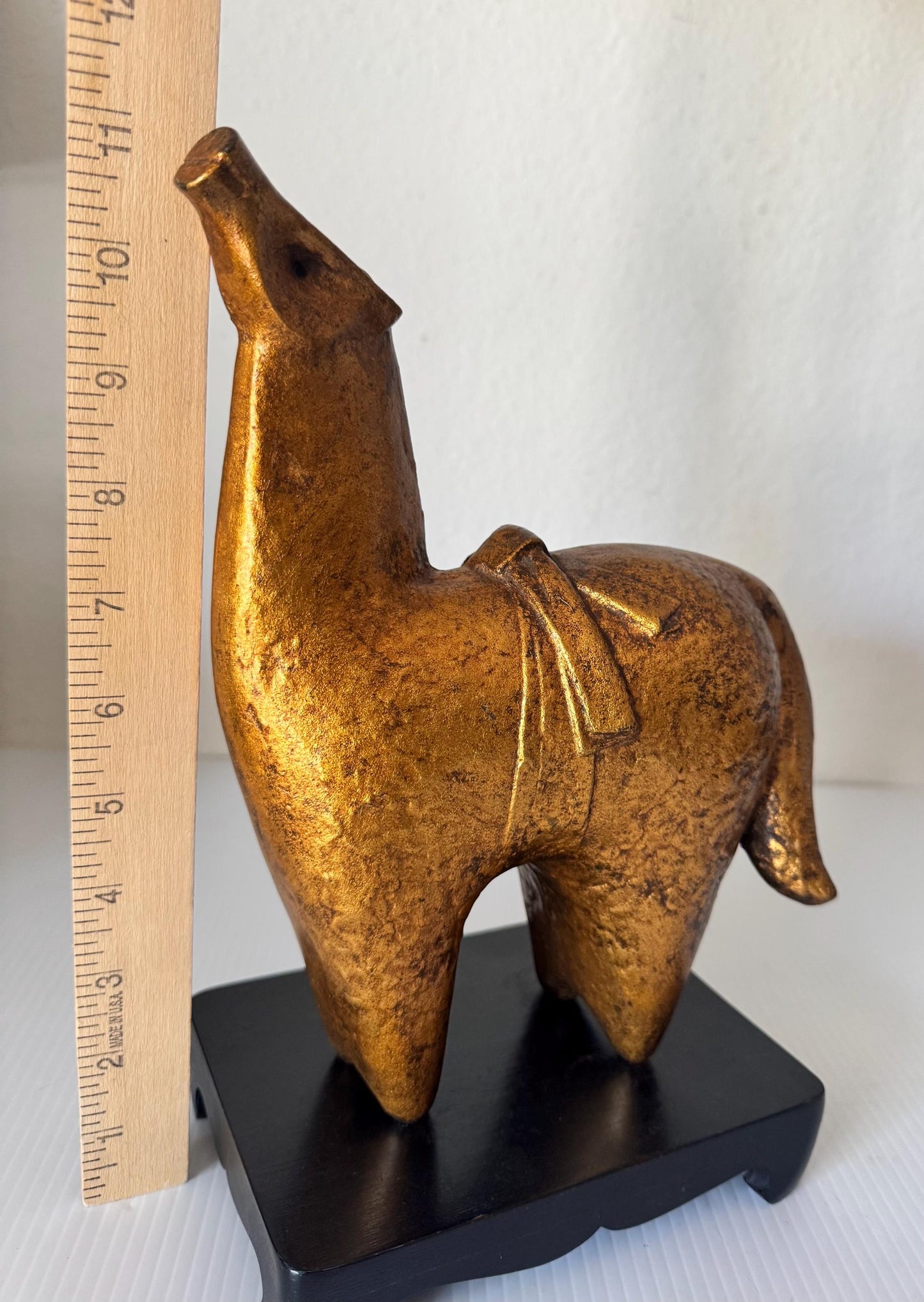Vintage Gold Iron Horse Sculpture Zodiac Figurine Japanese Art