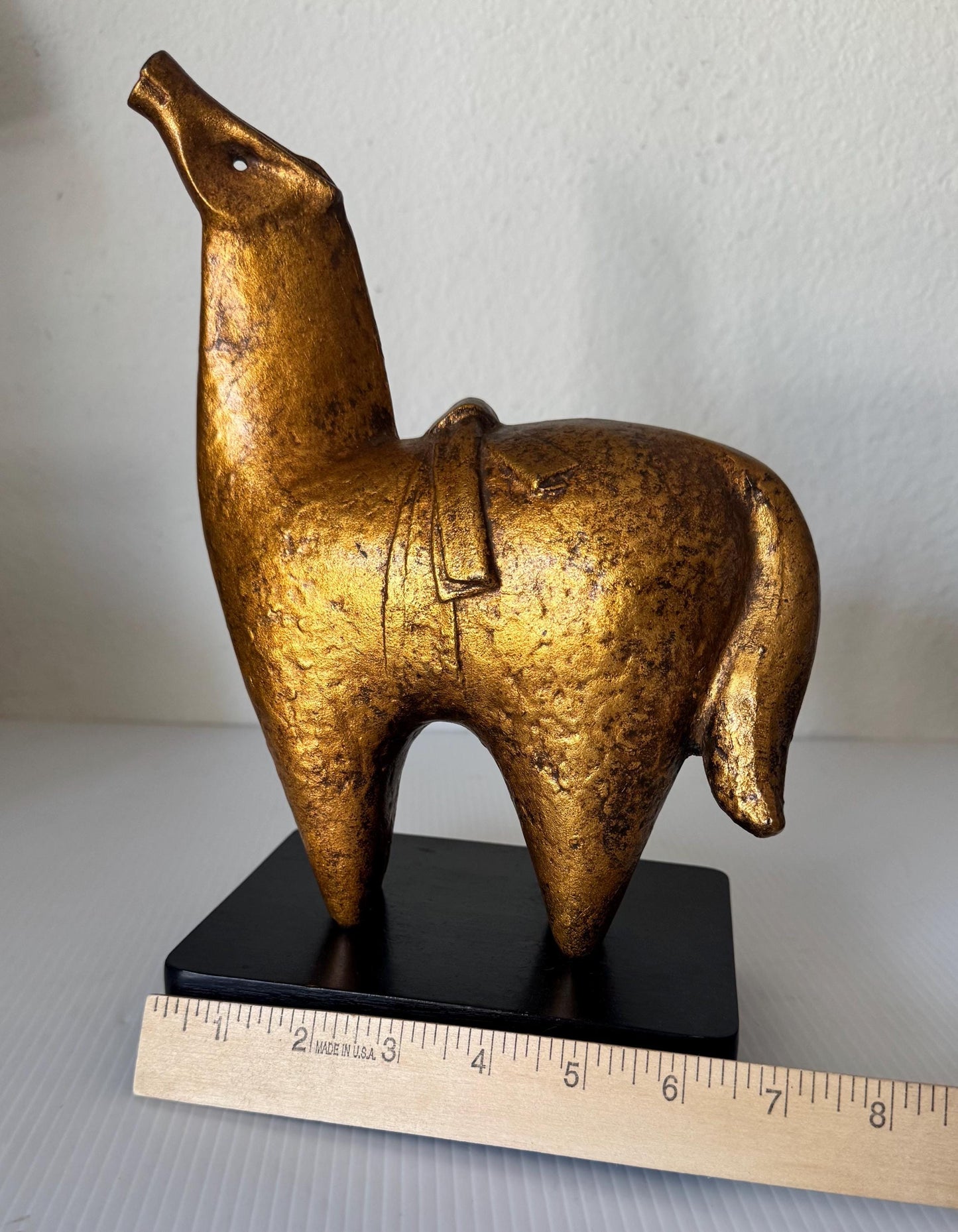 Vintage Gold Iron Horse Sculpture Zodiac Figurine Japanese Art