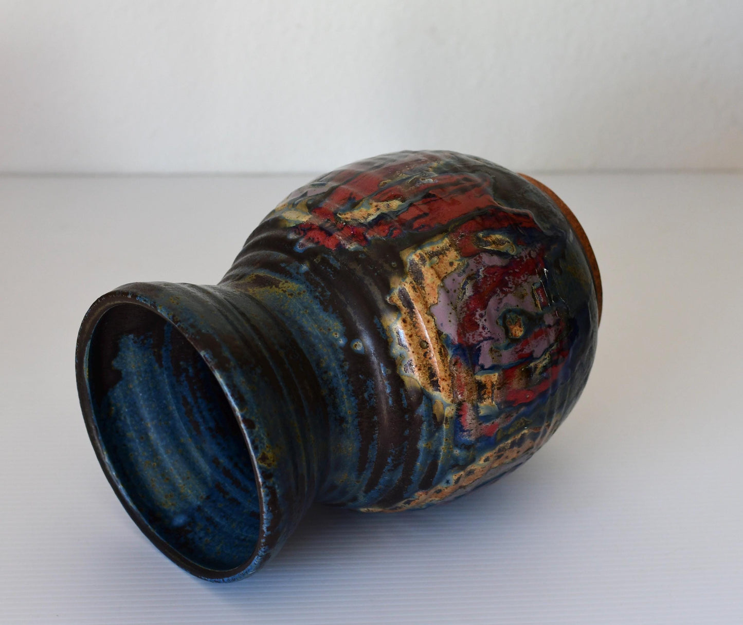 Vintage Mid Century Stoneware Studio Pottery Vase Signed