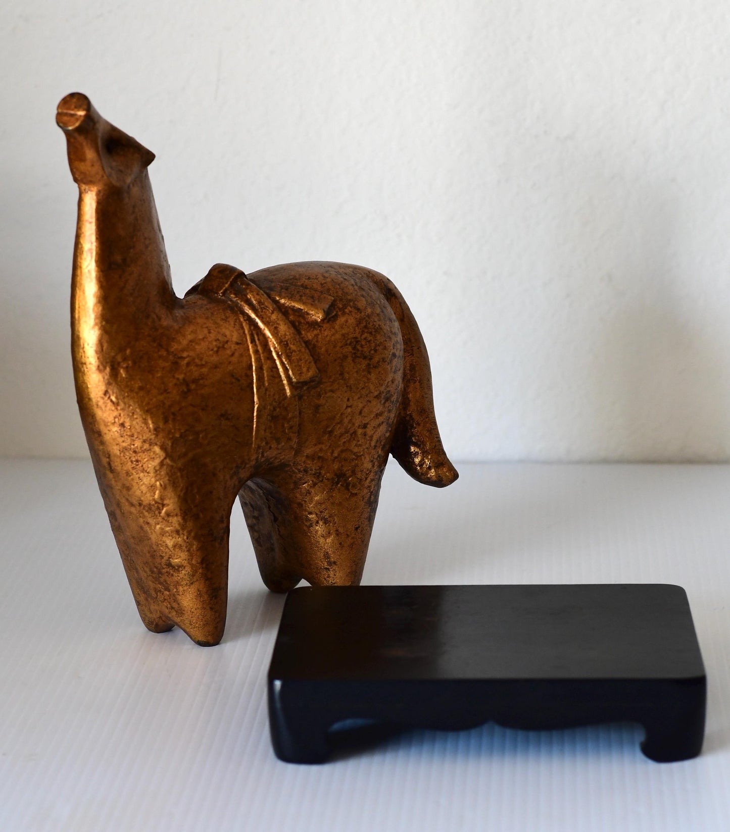 Vintage Gold Iron Horse Sculpture Zodiac Figurine Japanese Art
