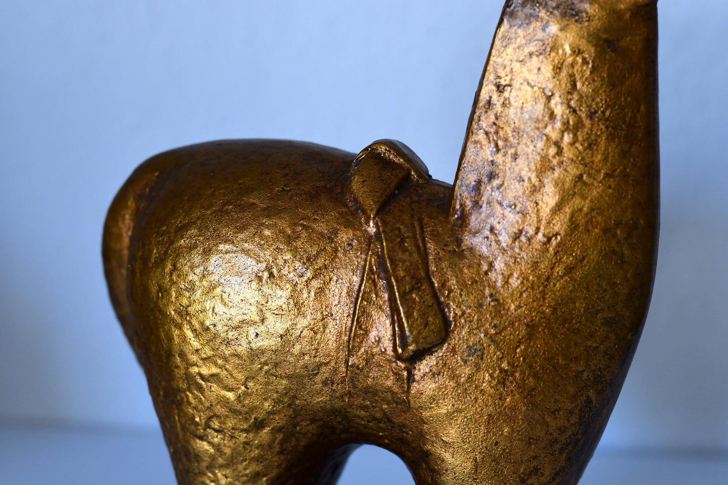 Vintage Gold Iron Horse Sculpture Zodiac Figurine Japanese Art