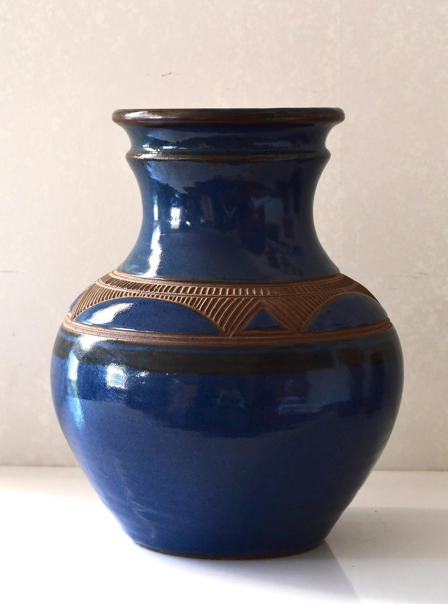Vintage Maraba Art Pottery Vase By Ashihu Aliyu Nigeria 13” Tall