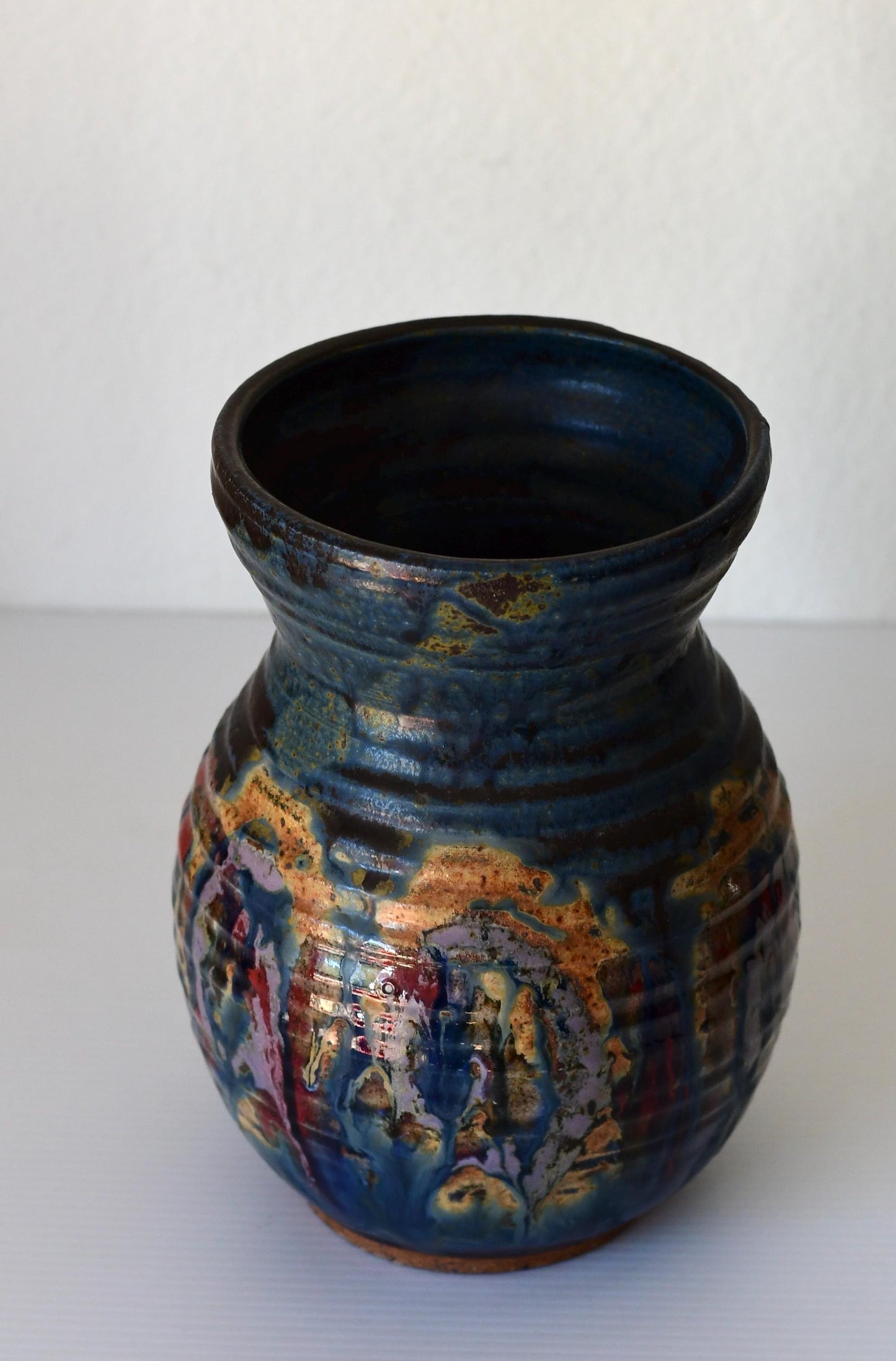 Vintage Mid Century Stoneware Studio Pottery Vase Signed