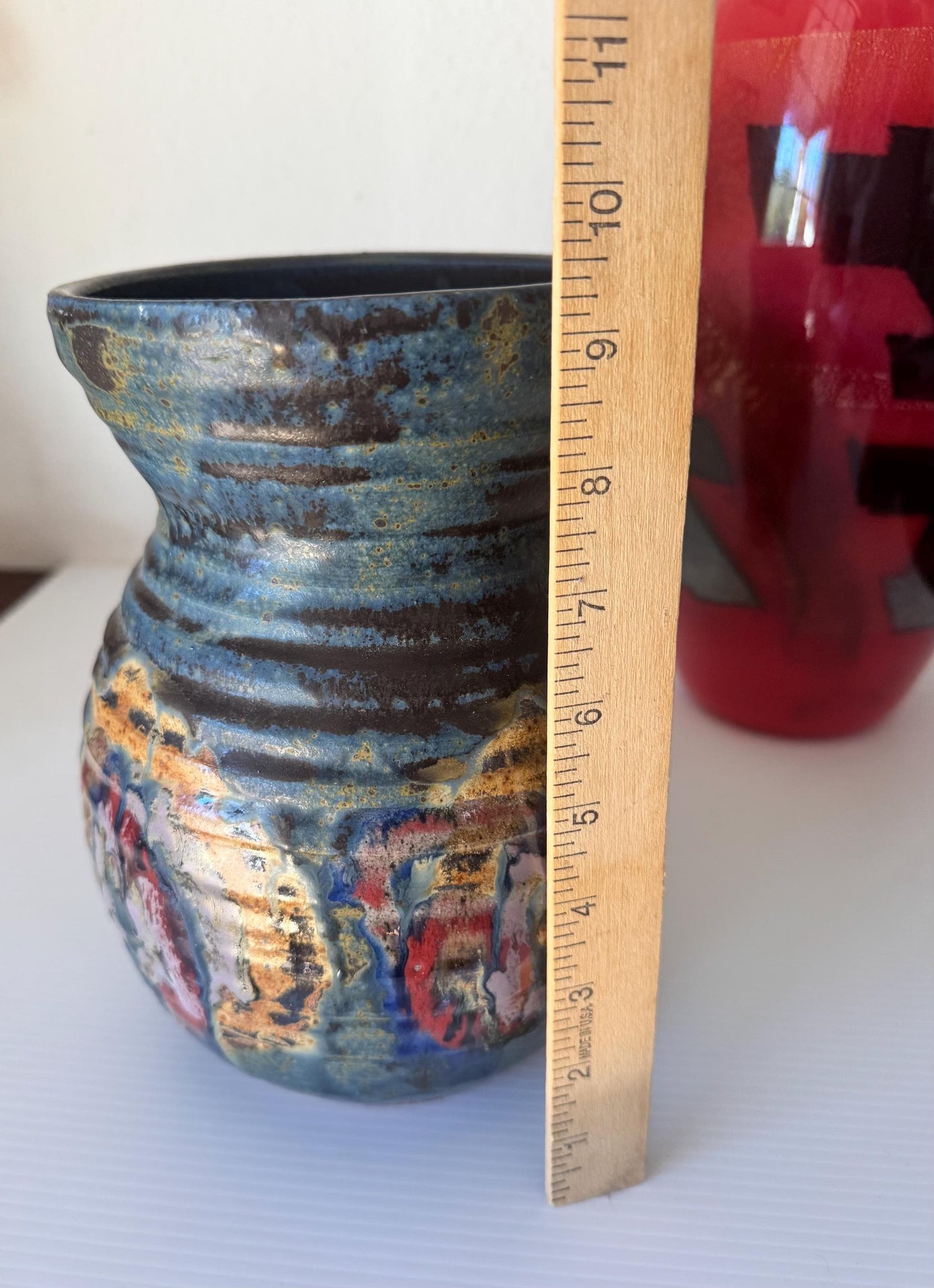 Vintage Mid Century Stoneware Studio Pottery Vase Signed