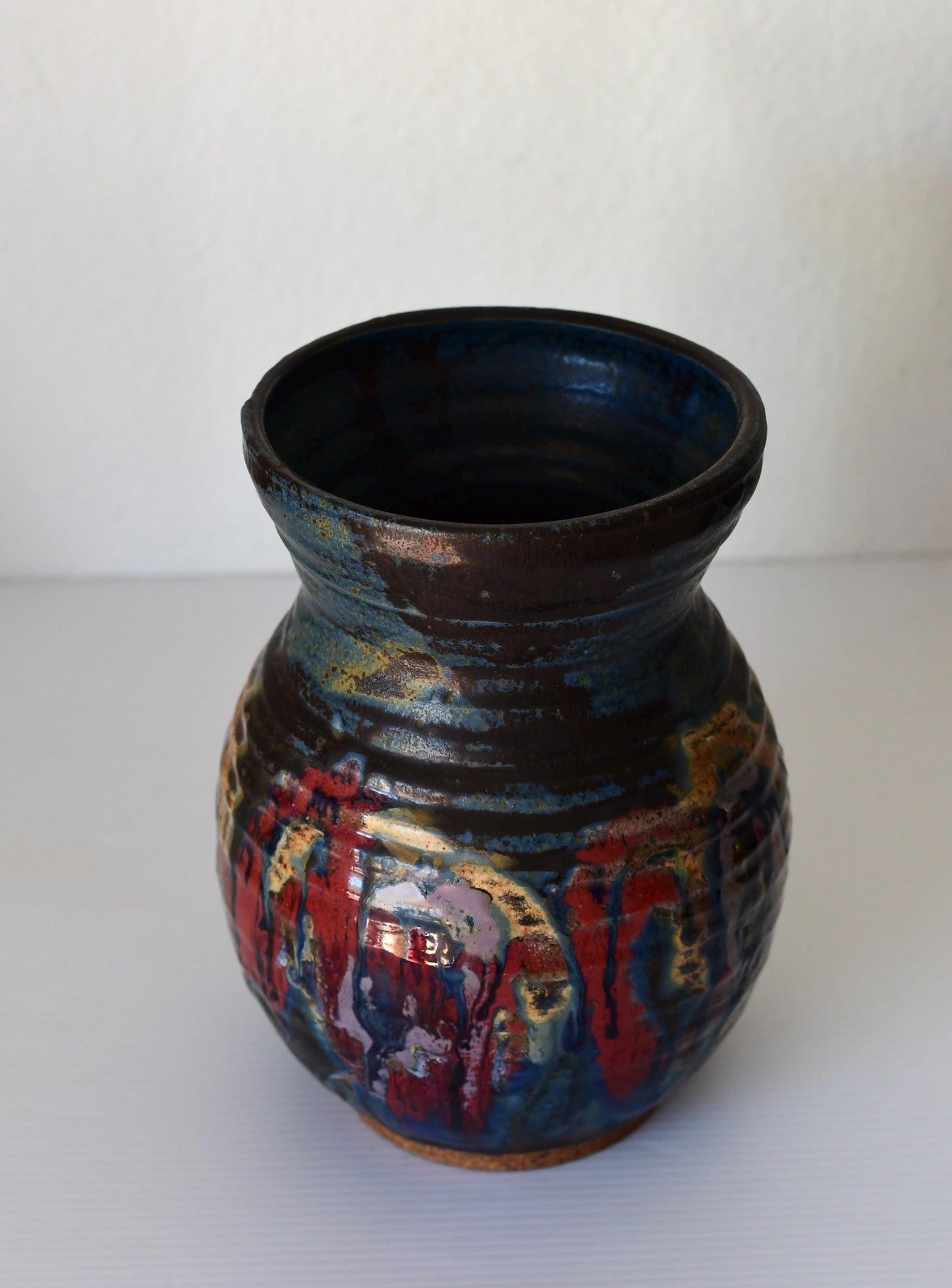 Vintage Mid Century Stoneware Studio Pottery Vase Signed