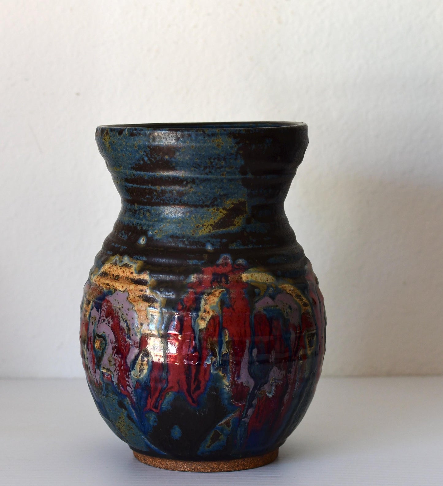 Vintage Mid Century Stoneware Studio Pottery Vase Signed