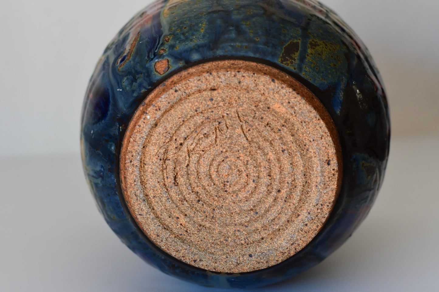 Vintage Mid Century Stoneware Studio Pottery Vase Signed
