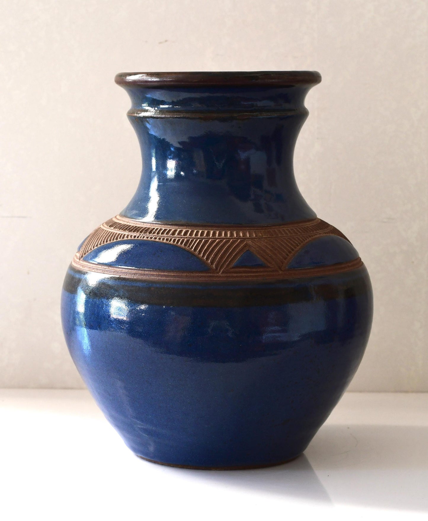Vintage Maraba Art Pottery Vase By Ashihu Aliyu Nigeria 13” Tall