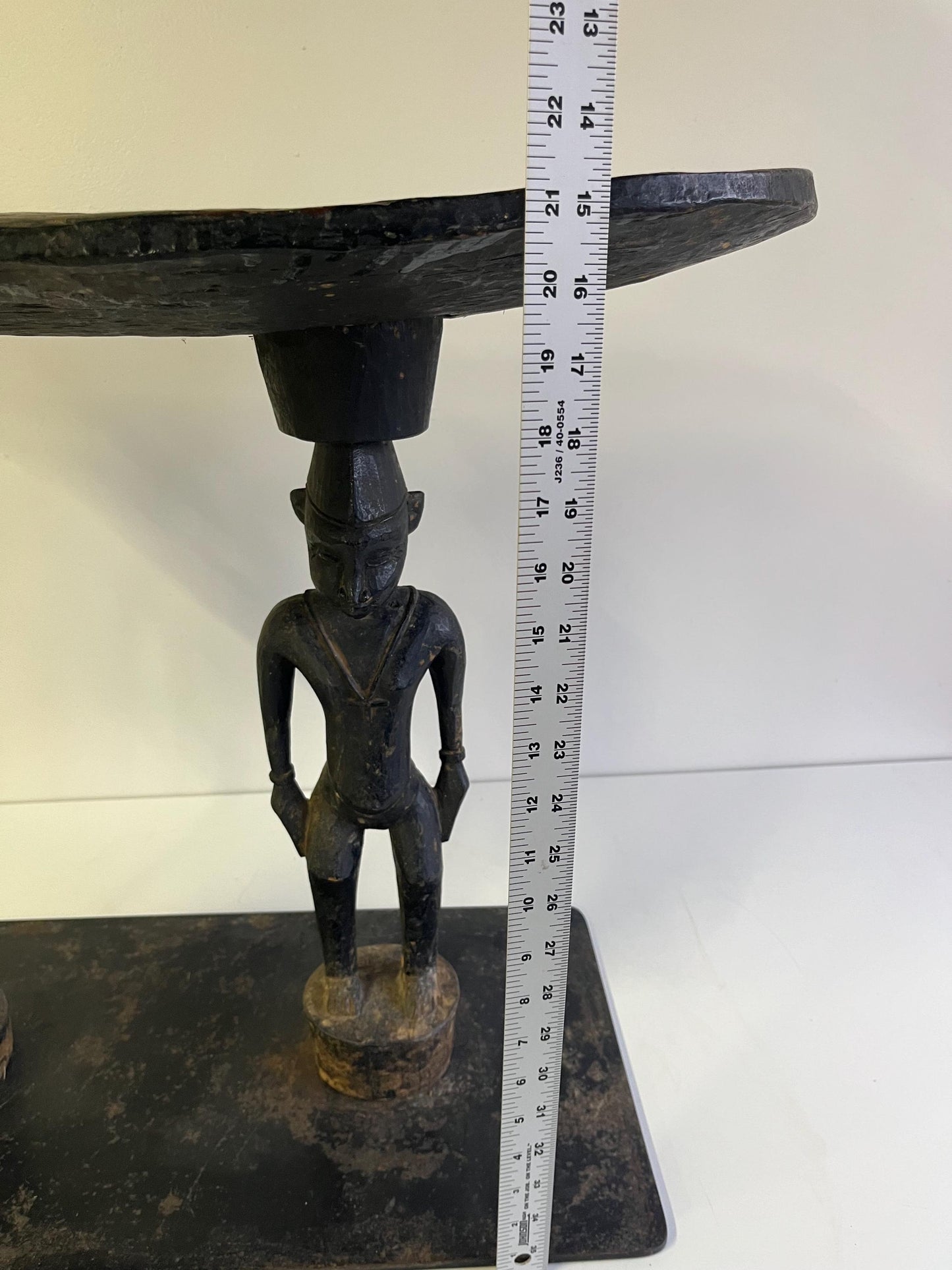 Antique African Primordial Couple Man & Women Hand Carved Wood Stool Bench