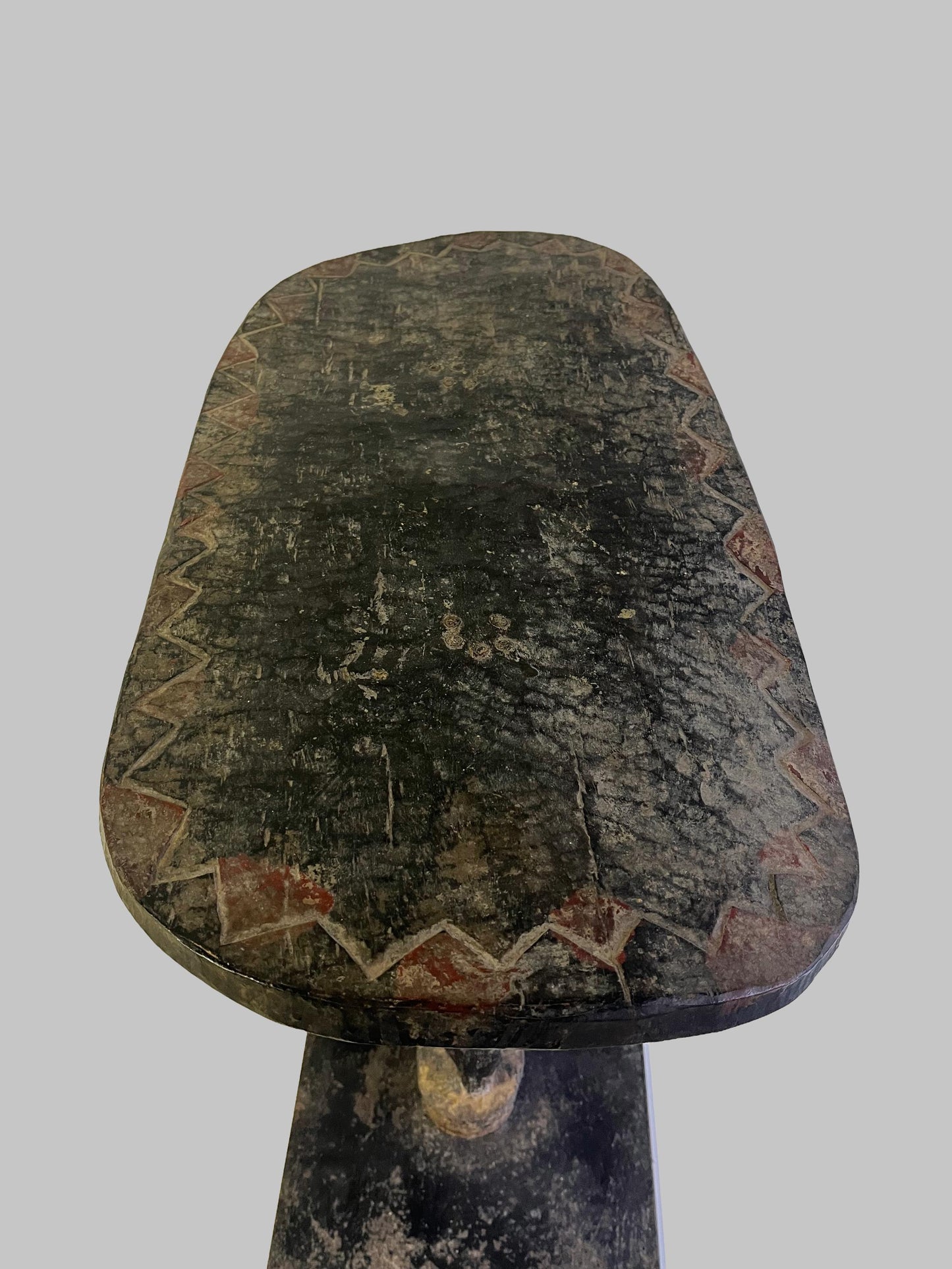 Antique African Primordial Couple Man & Women Hand Carved Wood Stool Bench