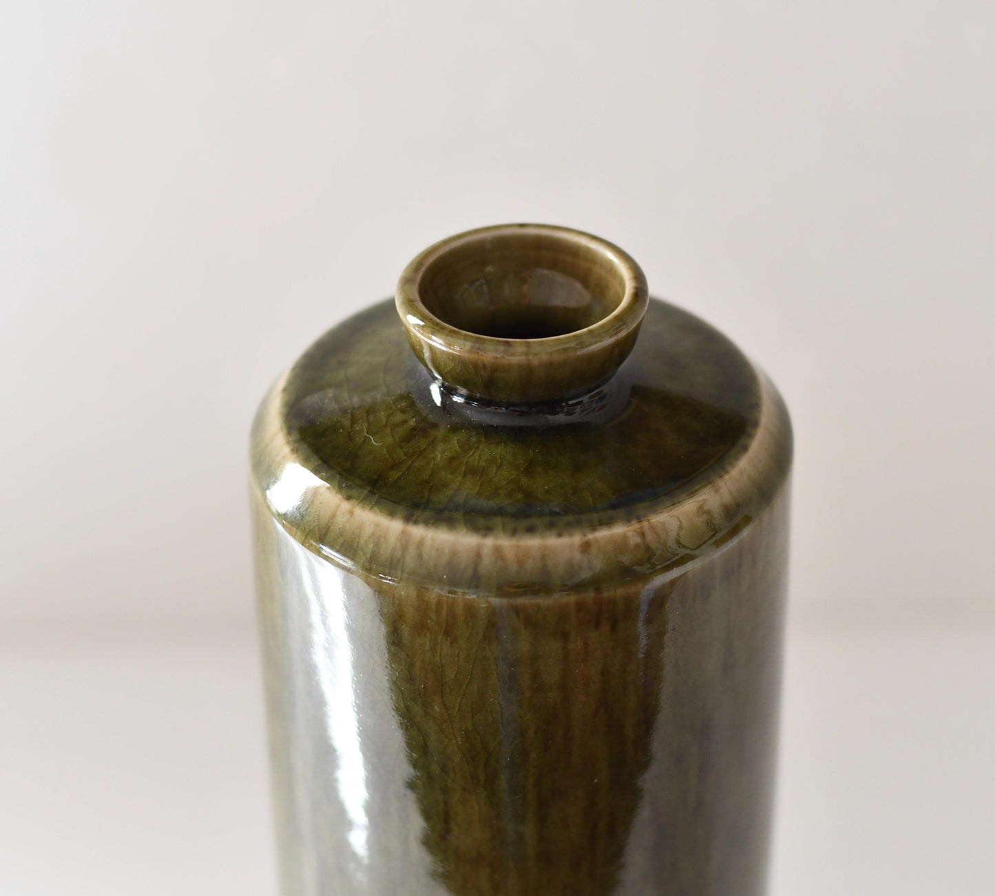 Vintage Maitland Smith Green Crackle Ceramic Vase Thailand Pottery Signed