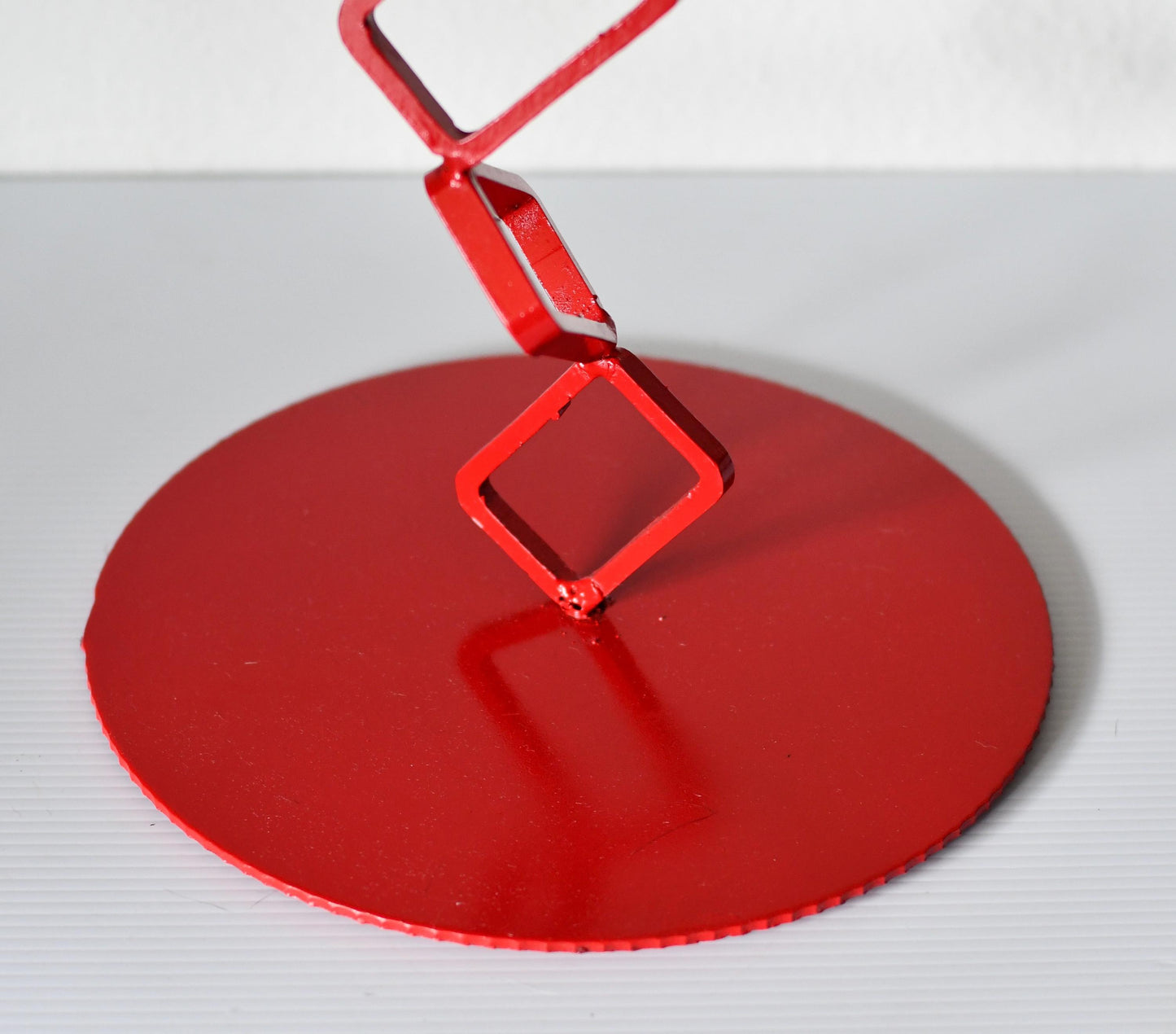 Post Modern Red Metal Geometric Sculpture