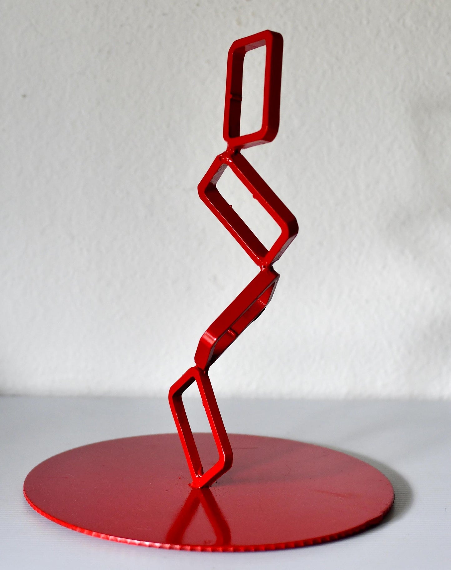 Post Modern Red Metal Geometric Sculpture