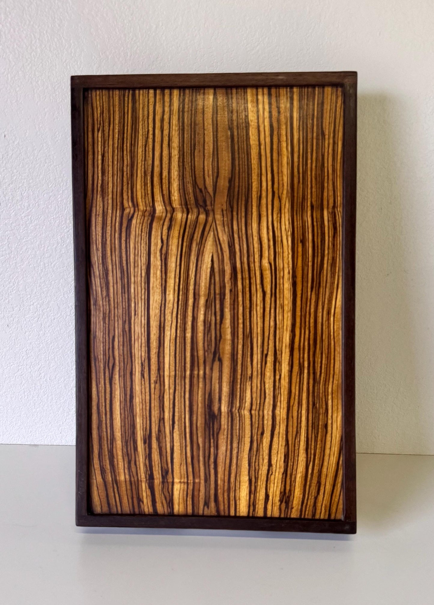 Vintage Exotic Zebra Wood Serving Tray 24 X 13
