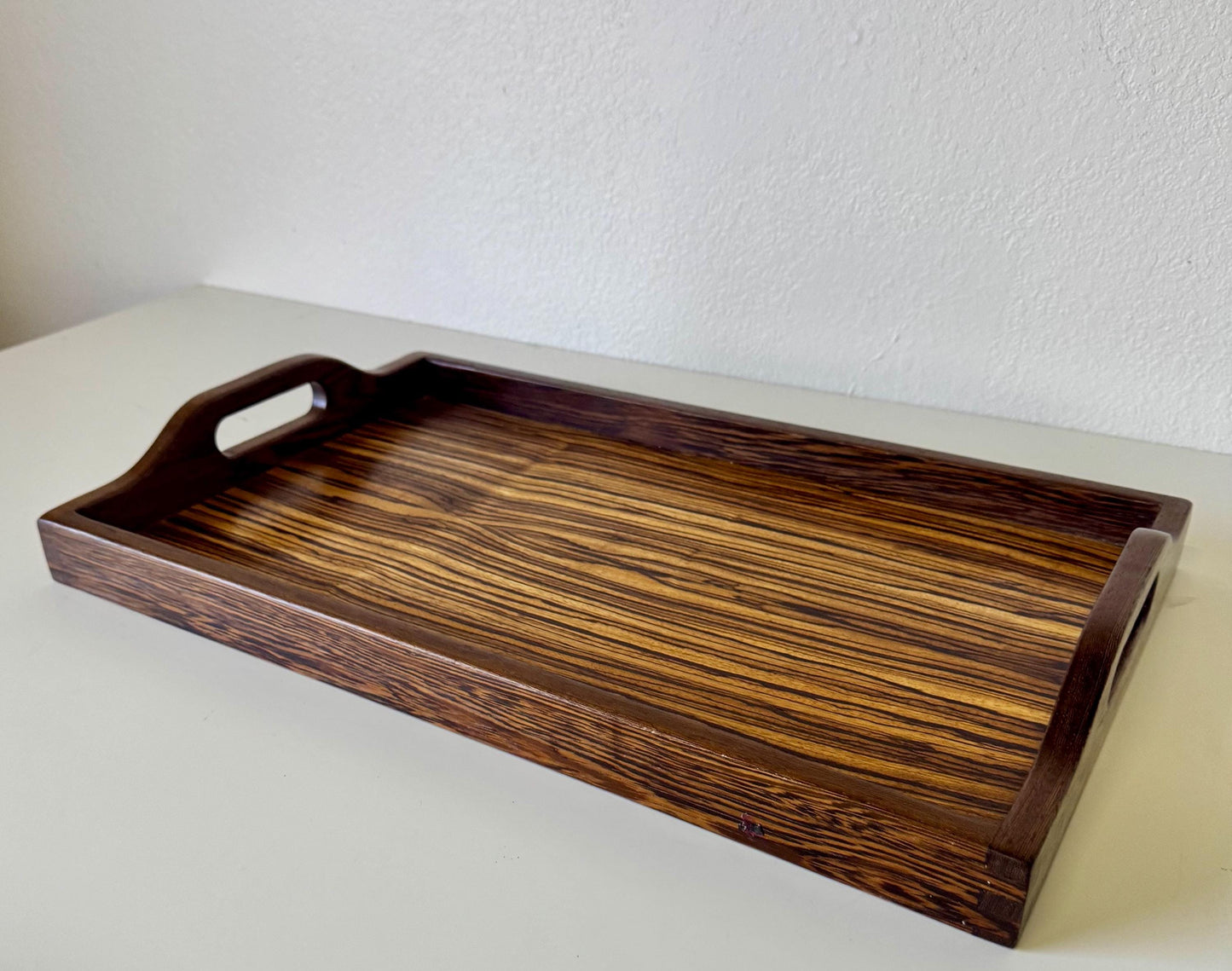 Vintage Exotic Zebra Wood Serving Tray 24 X 13