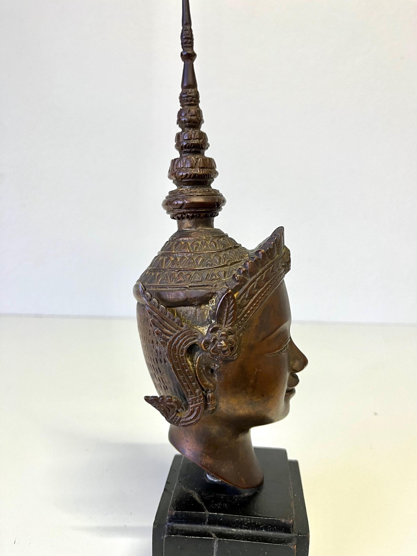 Vintage Bronze Thai Buddha Goddess Dancer Sculpture Bust