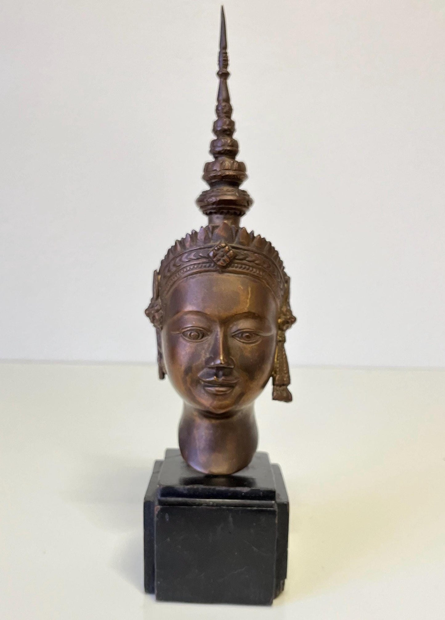 Vintage Bronze Thai Buddha Goddess Dancer Sculpture Bust