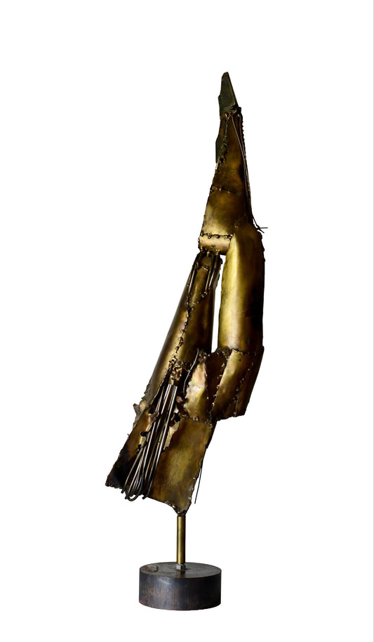 Vintage Abstract Brutalist Sculpture: Copper & Brass, 1960s
