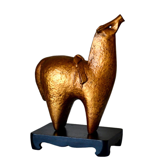 Vintage Gold Iron Horse Sculpture Zodiac Figurine Japanese Art