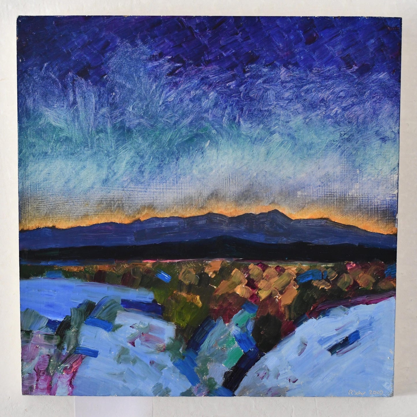 Original Richard Sober “Last Light” Painting Southwestern Santa Fe Art