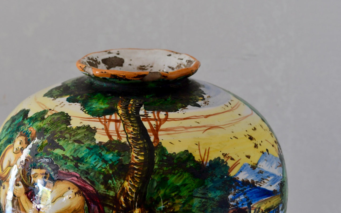 Antique Italian Majolica Vase Hand Painted