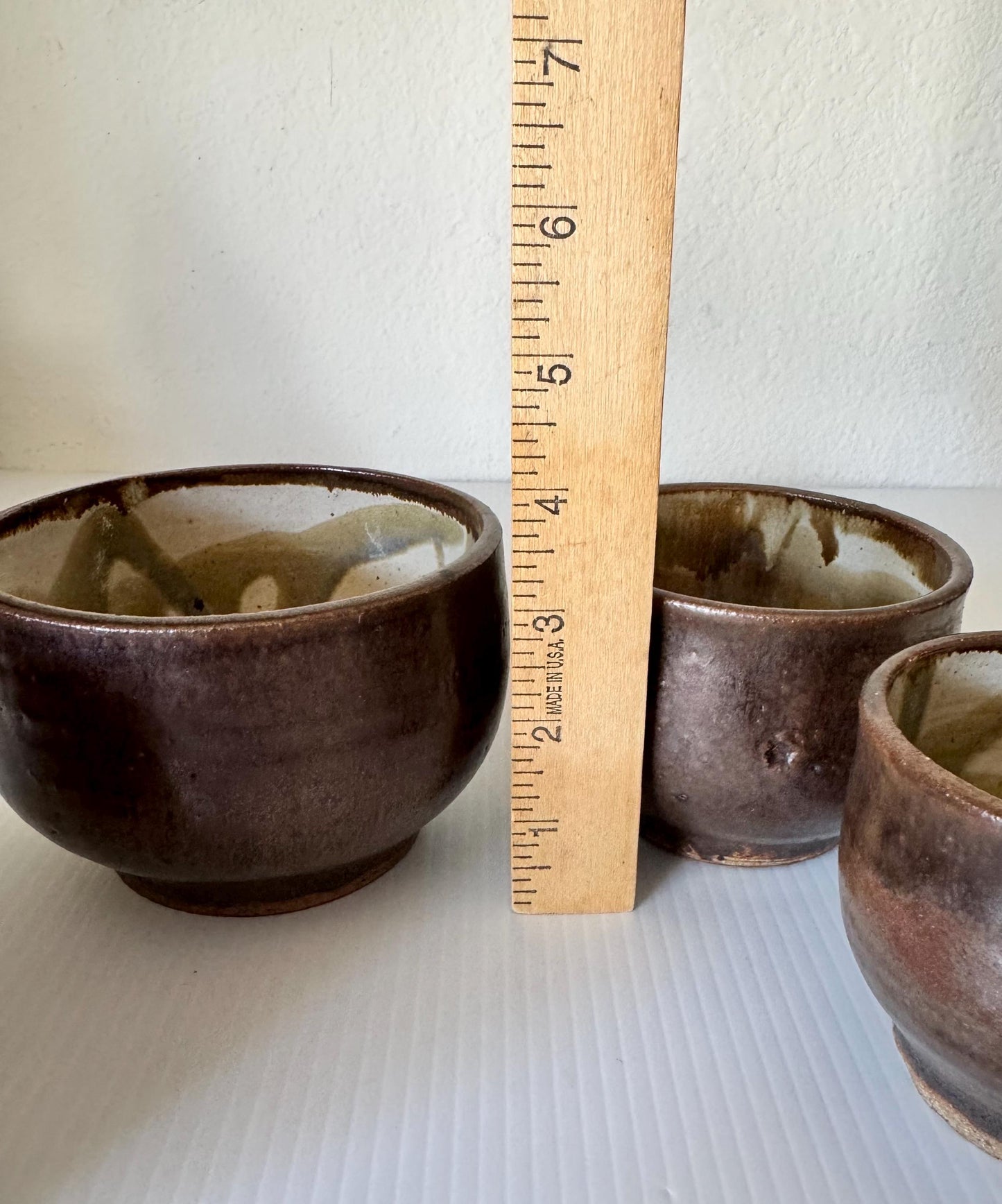 Vintage Set Of 3 Studio Pottery Small Bowls Signed Marylou